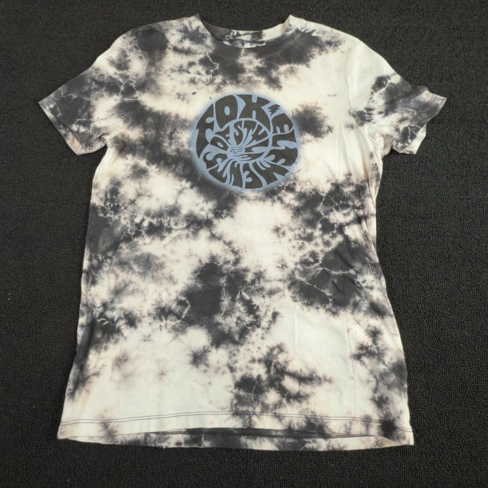 Fox Racing Tie Dye T-Shirt Women's X-Small Psychedelic Graphic Tee Black White